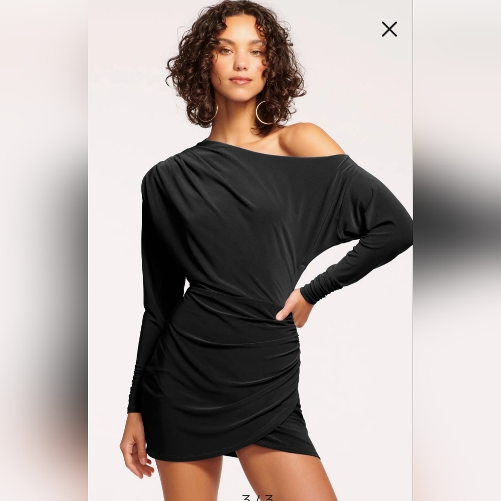 Ramy Brook Dress Haisley Mini Black Off-Shoulder Dress NWOT Size 6-8 Priced Low!
